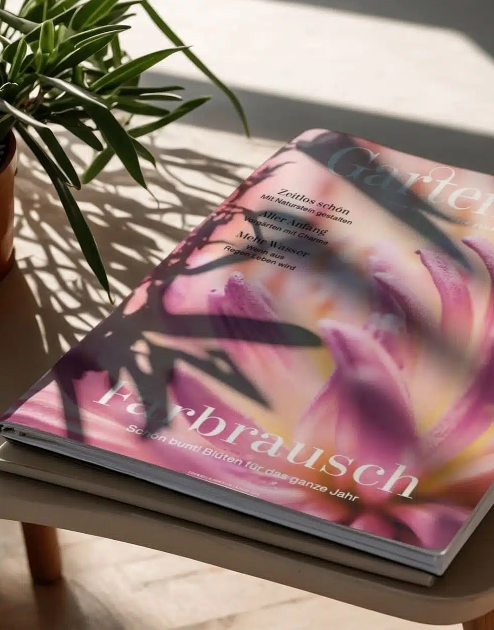 Teaserbild_GatrenArt_980x1251 Cover des GartenArt Magazins mit lila Blumen und goldenen Akzenten, betitelt 'Herbst mit Blüte'.